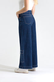 OHPOMP!® Cintura Media Wide Leg Jeans Azul Oscuro D1595o