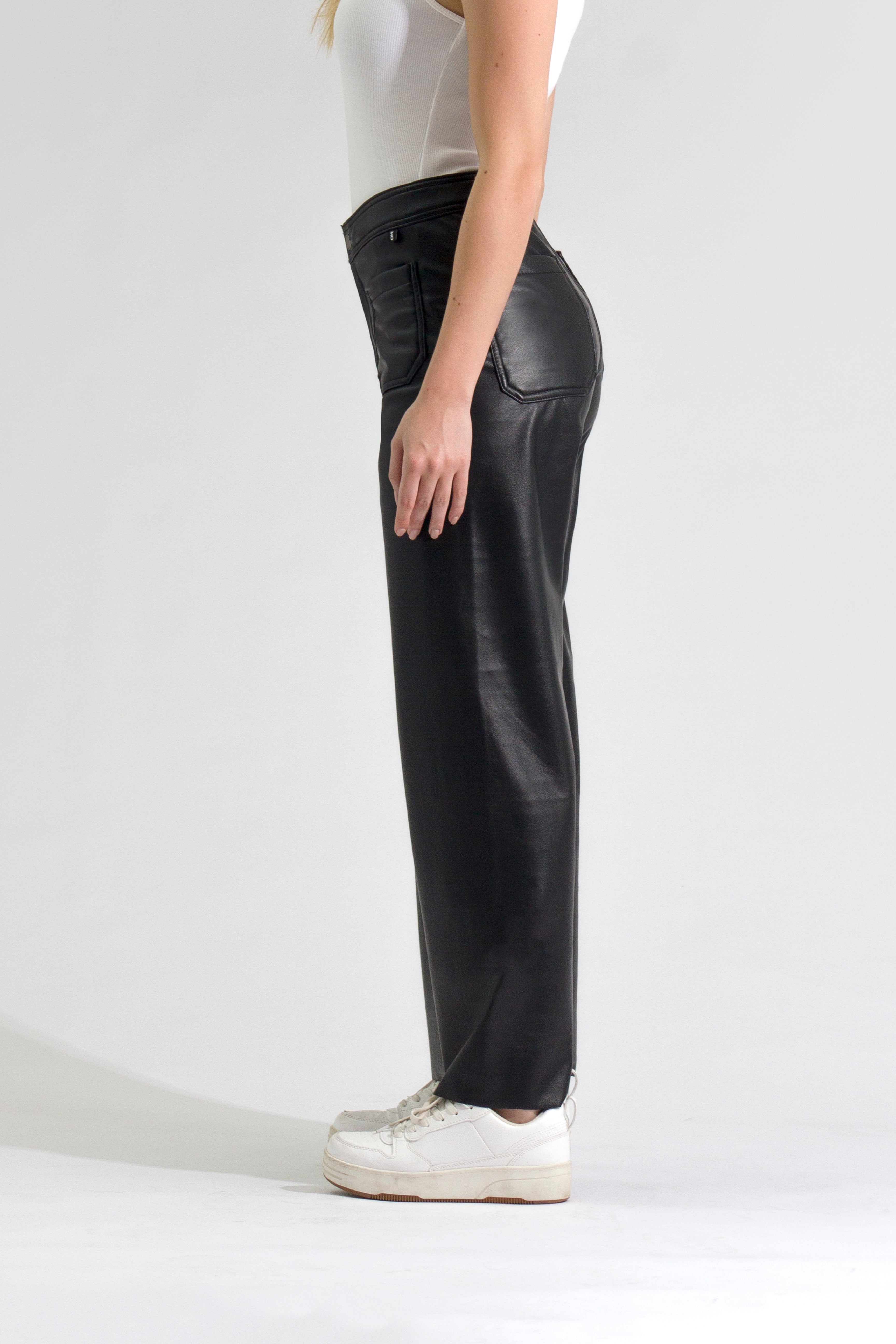 OHPOMP!® Cintura Alta Wide Leg Efecto Piel