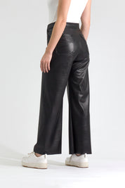 OHPOMP!® Cintura Alta Wide Leg Efecto Piel
