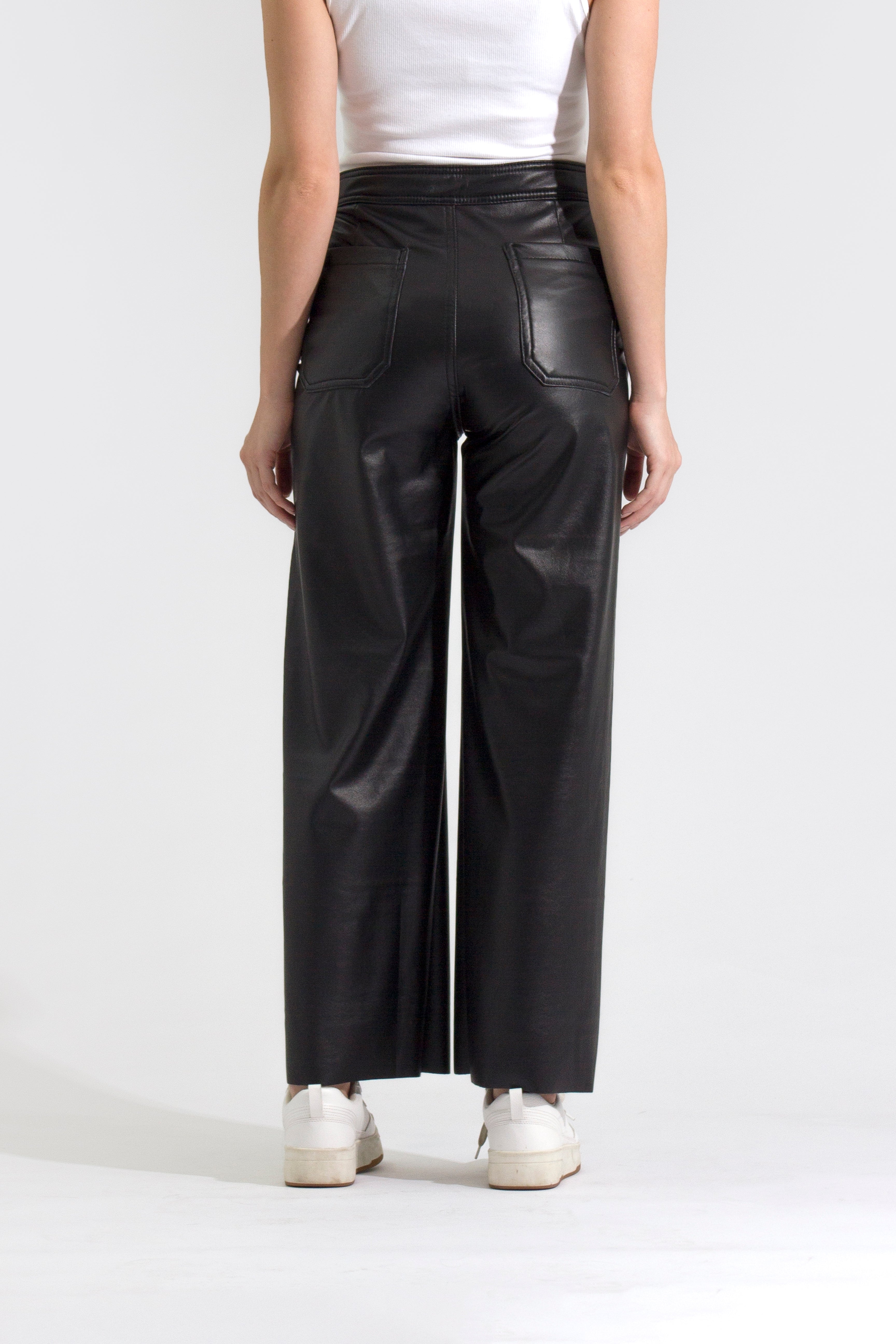 OHPOMP!® Cintura Alta Wide Leg Efecto Piel