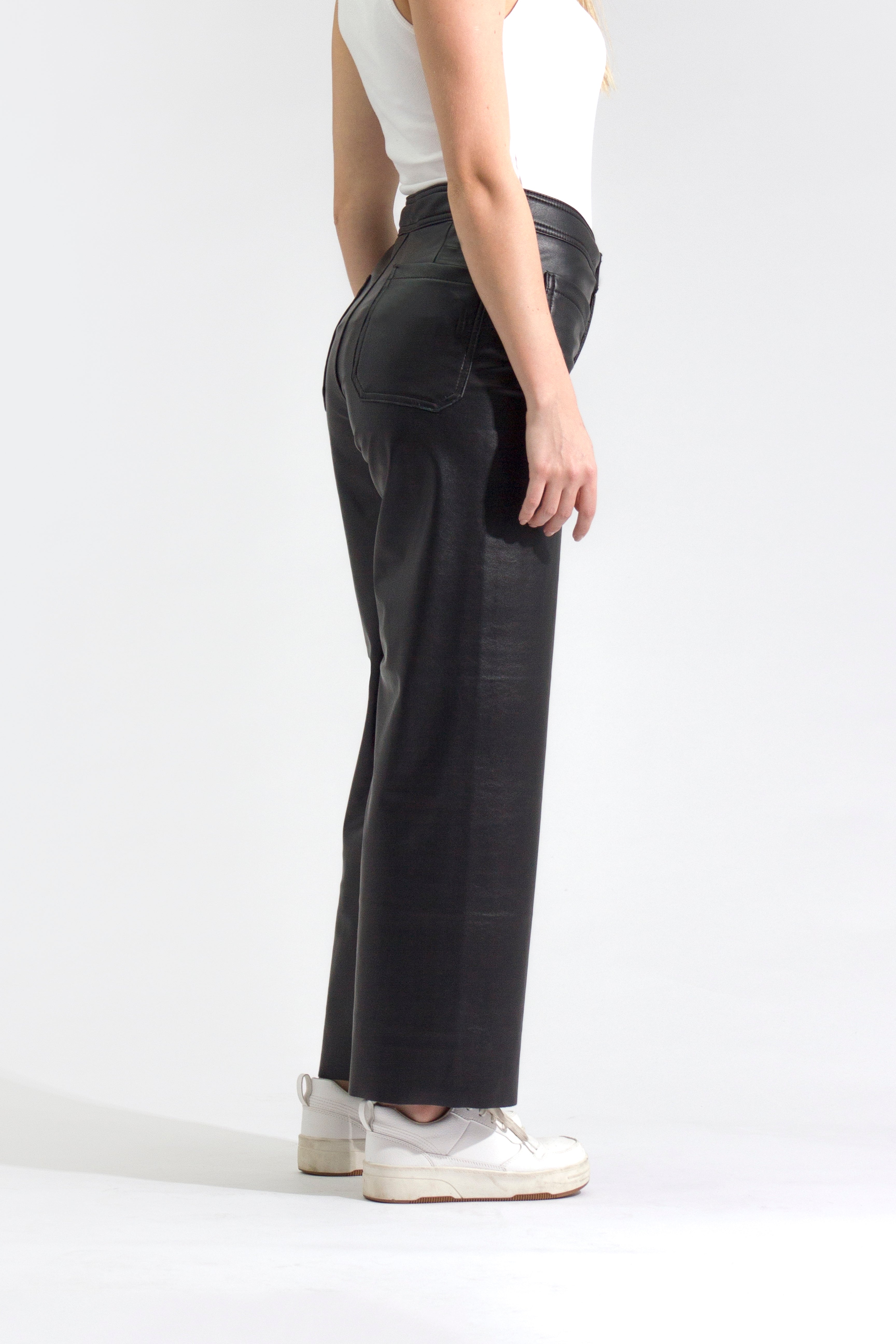 OHPOMP!® Cintura Alta Wide Leg Efecto Piel