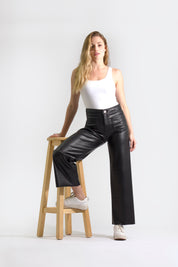 OHPOMP!® Cintura Alta Wide Leg Efecto Piel