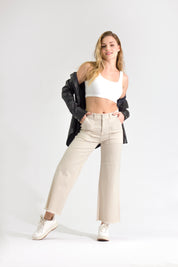 OHPOMP!® Cintura Media Mom Cropped Jeans D1602