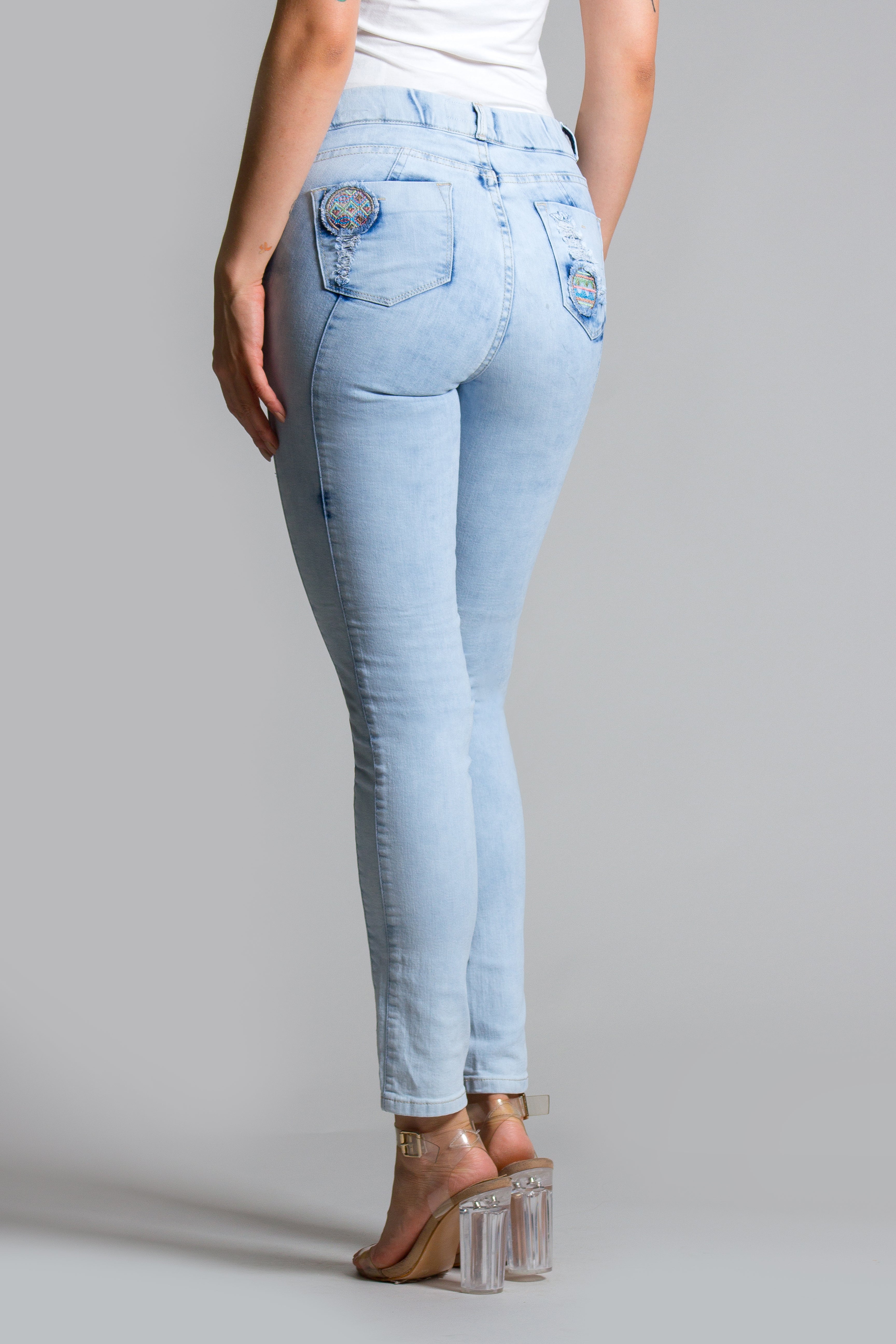 OHPOMP!® Cintura Media Super Skinny Jeans D1115